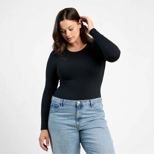 Nuuds Black Long Sleeve Crew Neck Bodysuit NEW